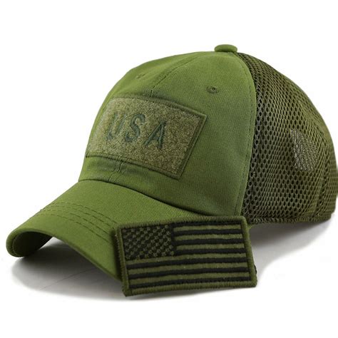 Us Military Cap American Flag Hat Detachable Baseball Mesh Tactical