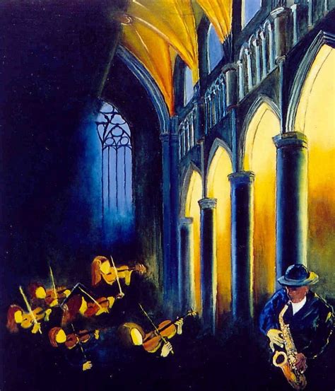 Pol Ledent Sax Player And Violins Music Artwork Painting Oil