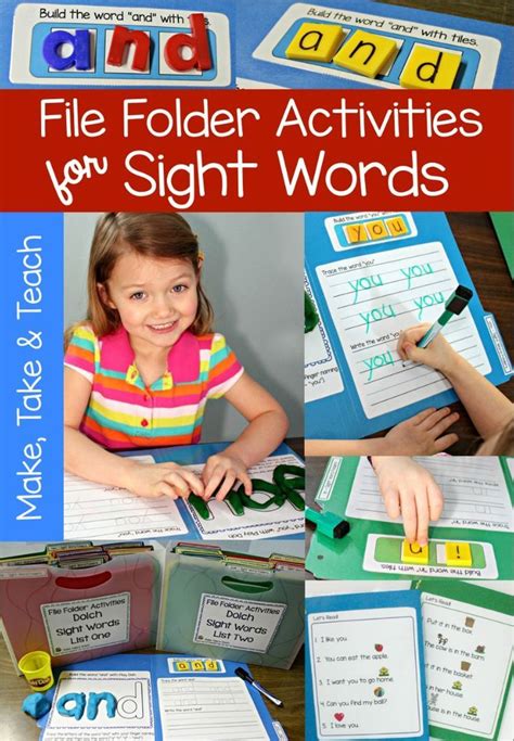 File Folder Activities For Sight Words Make Take And Teach Sight