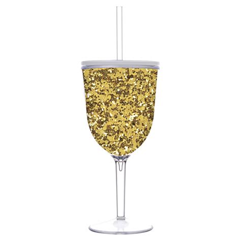 Buy Double Wall 13oz Glitter Wine Glasses By Slant Collections Gold Glitter Online At Low