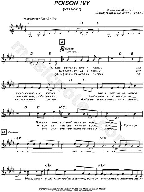 The Rolling Stones Poison Ivy Sheet Music Leadsheet In E Major Download And Print Sku