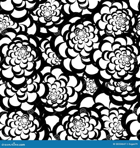 Seamless Monochrome Floral Pattern Stock Vector Illustration Of Leaf
