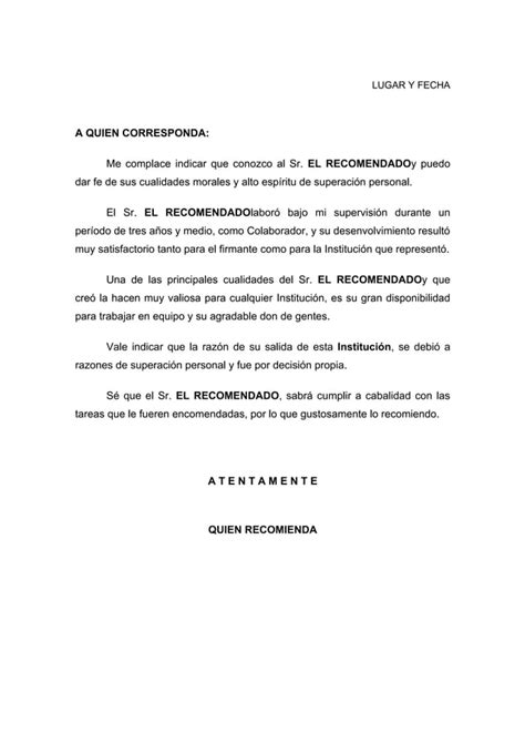 Ricardo Tejeda De Luna Ejemplo De Carta Recomendacion 3 Pdf