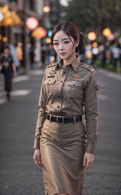 premium photo beautiful asian thailand police woman at street generative ai