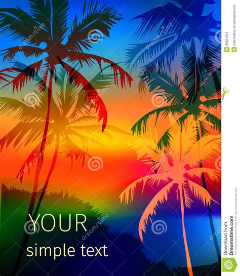 Tropical sunset stock vector. Illustration of landscape - 55824912