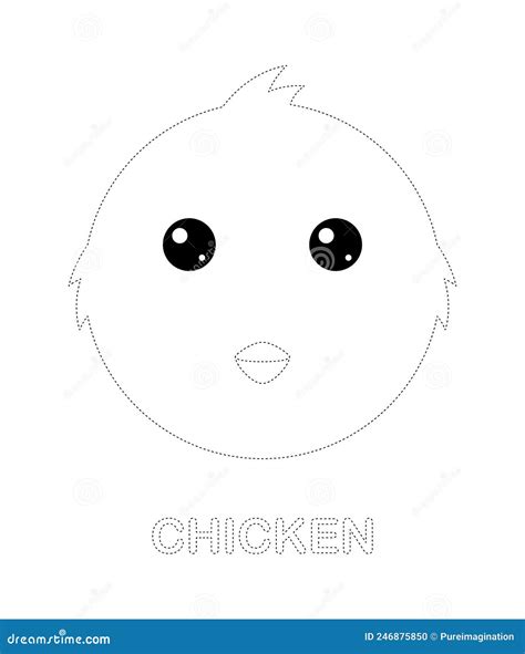 Chicken Tracing Worksheet For Kids Stock Vector Illustration Of