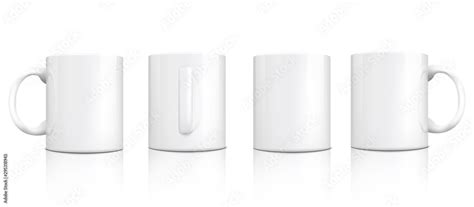Classic White Mug Mockup Set From Different Angles Vector De Stock