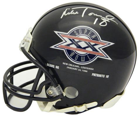 Mike Tomczak Signed Bearssb Xx Champs Logo Riddell Mini Helmet