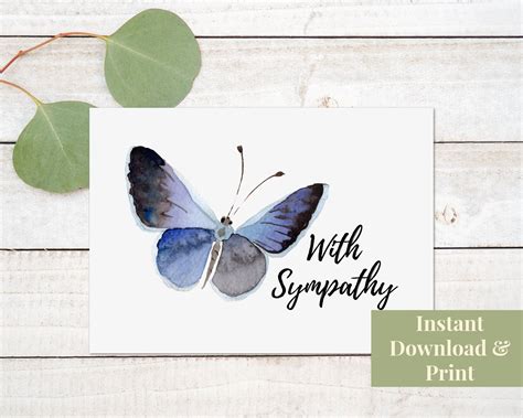 Sympathy Card Printable With Sympathy Condolences Butterfly