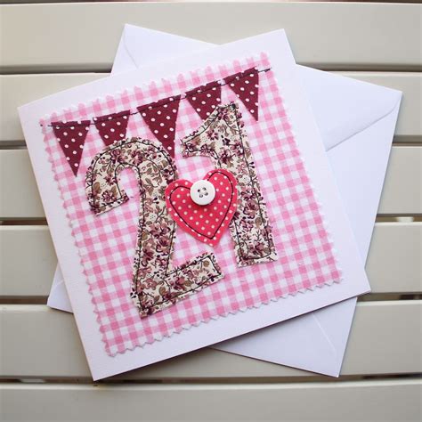 21st Birthday Card Handmade Machine Embroidered 21 Etsy 21st