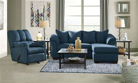 Darcy Blue Sofa Chaise Living Room Set By Signature Design By Ashley 1