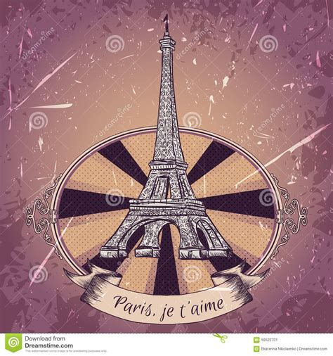 Vintage Poster With Eiffel Tower On The Grunge Background Retro