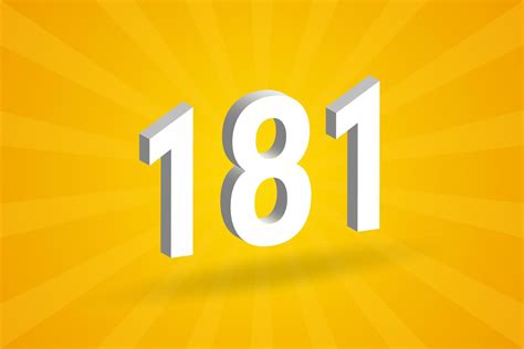 3d 181 Number Font Alphabet White 3d Number 181 With Yellow Background