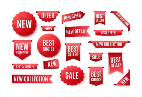 Premium Vector Set Of Red Ribbons Badges And Banners With The