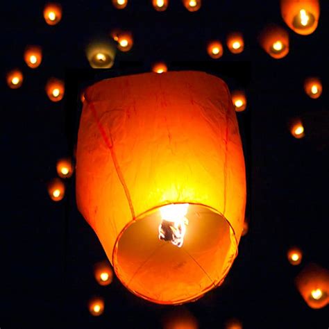 50 White Paper Chinese Lanterns Sky Fly Candle Lamp For Wish Party Wedding Floating Paper