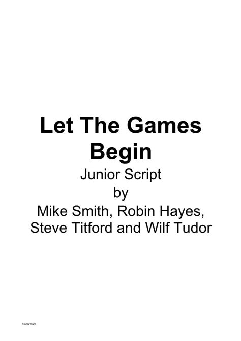 Let The Games Begin Script Docslib