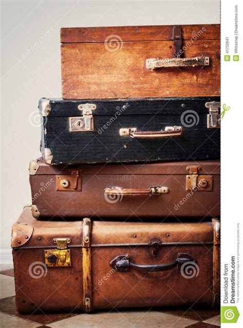Antique Suitcases In A Stack Stock Image Image Of Rustic Shabby