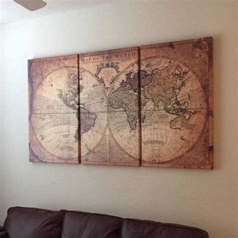 Globe Tan Map World Map Canvas Vintage Map Art Brown And Gold Etsy