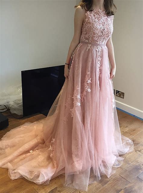 A Line Prom Dresses Backless Prom Dresses Pink Prom Dresses Tulle Prom