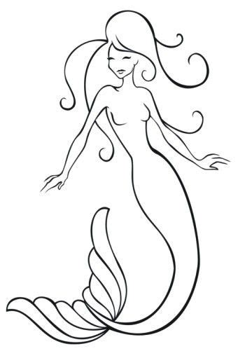 Simple Black Line Mermaid Silhouette Tattoo Design Mermaid Drawings