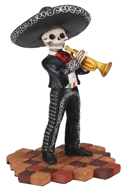 Skeleton Skull Black Mariachi Band Trumpet Statue Insiders Special