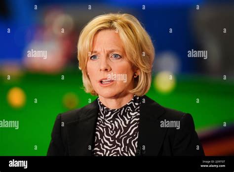 bbc presenter hazel irvine during day six of the betfred world snooker championships at the