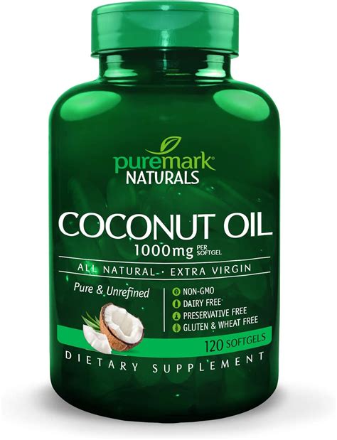 puremark coconut oil softgels 1000 mg 120 count health