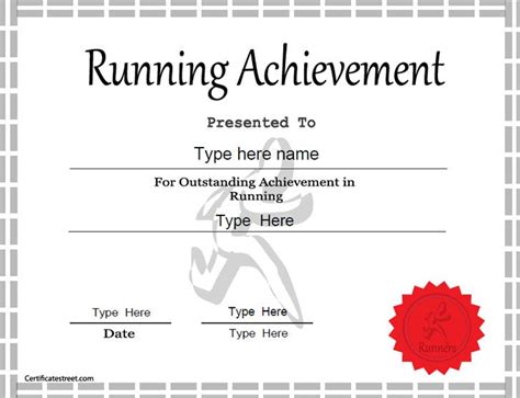 Sports Certificates Template For Achievement In Running Education