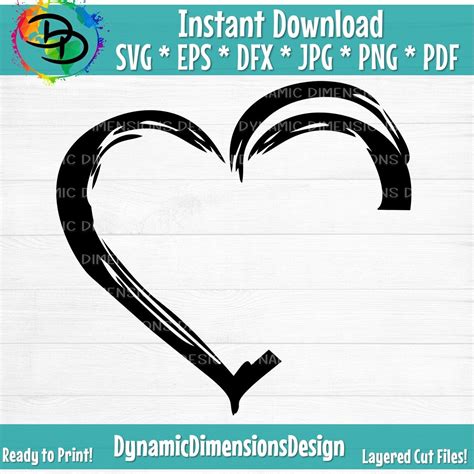 Heart Svg Heart Clipart Distressed Heart Svg Dxf Heart Etsy Uk