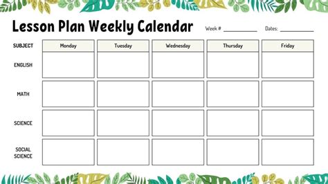 Printable Blank Weekly Calendar Worksheet Templates At Weekly