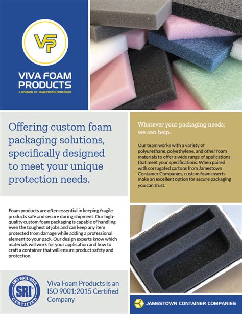 Viva Foam Products Jamestown Container Corrugated Packaging Solutions