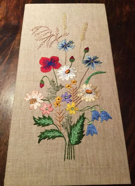 Handmade Vintage Swedish Embroidery On Linen Bleeding Hearts