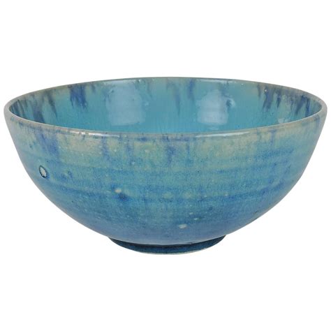 American Art Pottery Blue Glazed Ceramic Bowl At 1stdibs