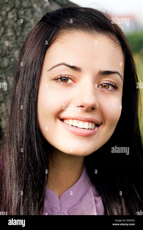Portrait Of Beautiful Young Women In Nature Stock Photo Alamy