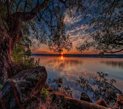1080p Free Download Beautiful Sunset Lake Nature Hd Wallpaper Peakpx