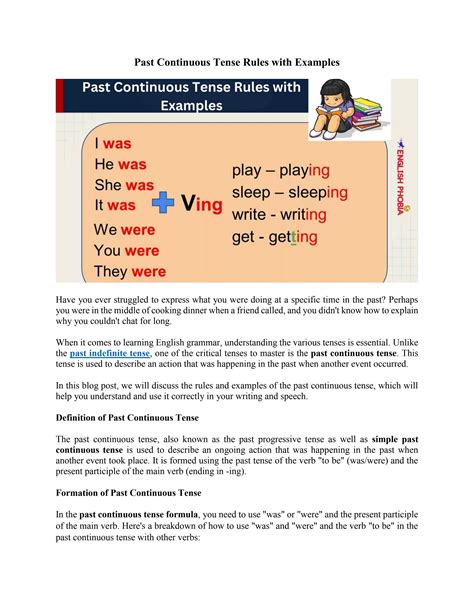 Past Continuous Tense Rules With Examples By English Phobia Issuu