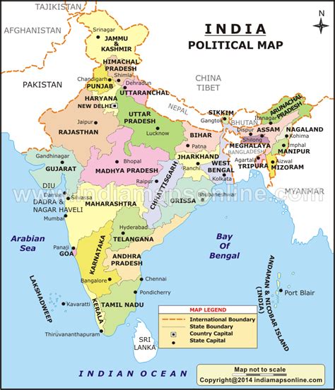 India Political Map With States And Capitals Zip Code Map