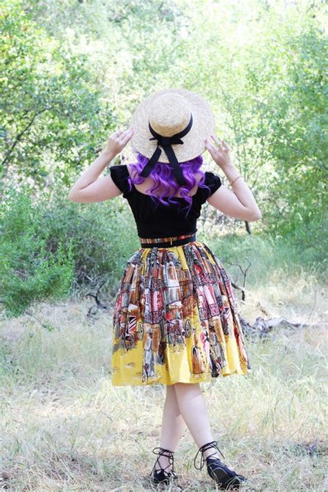 Trashy Diva Gathered Knee Length Skirt In French Quarter Print Pinup
