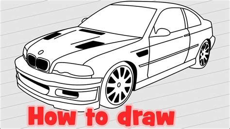 How To Draw A Car Bmw M3 Gtr E46 2001 Youtube