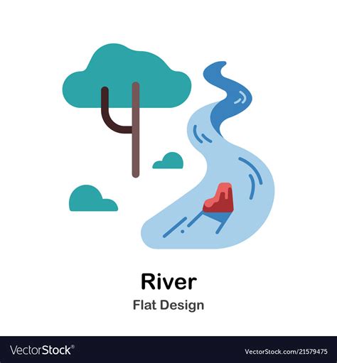 River Flat Icon Royalty Free Vector Image Vectorstock