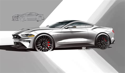 2018 Ford Mustang Design Sketch Render Car Body Design