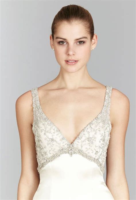 Fit and flare wedding dress. lazaro-bridal-satin-trumpet-gown-jewel-encrusted-scoop ...