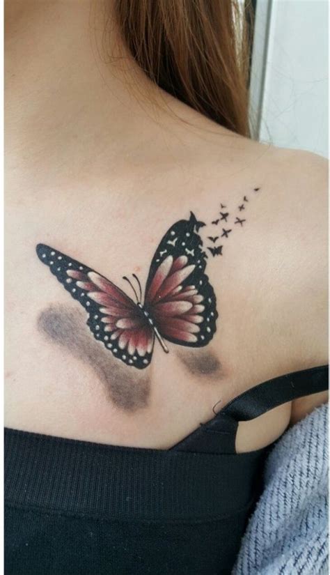 3d Butterfly Tattoo To Get For Front Shoulder Realistic Butterfly