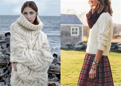 Аранские (ирландские) свитера объемной вязки зима 2016-2017 | BonaModa