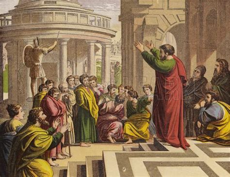 Paul Preaching At Athens Stock Image Look And Learn