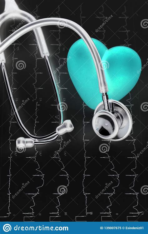 Stethoscope And Red Heart Heart Checkconcept Healthcare Stock Image
