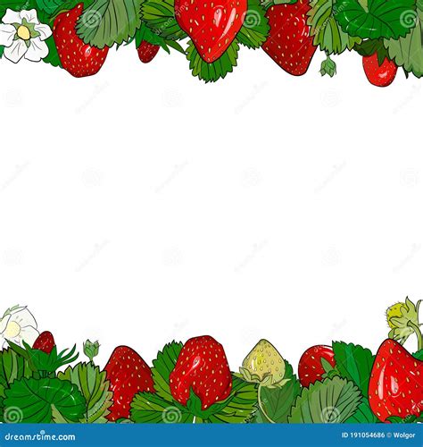 Strawberry Border Frame Drawing Stock Vector Illustration Of Hand