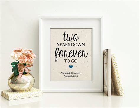 Personalized 2nd cotton anniversary gift for him or her, wedding date calendar cotton print. 2 Year Anniversary Gift Cotton Anniversary 2nd Anniversary