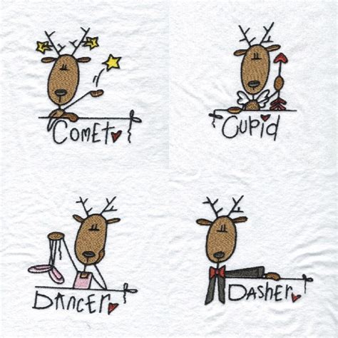 Santas Reindeer Names Comical Cute Reindeers Etsy