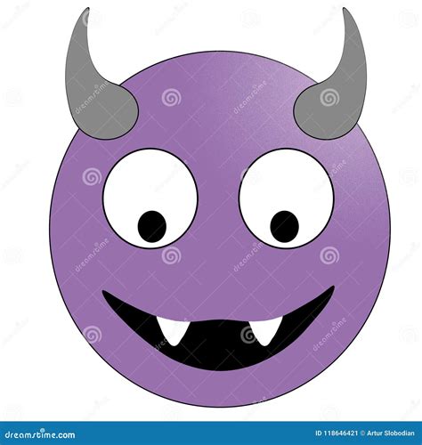 Smiling Face With Horns Purple Devil Emoticon Royalty Free Stock